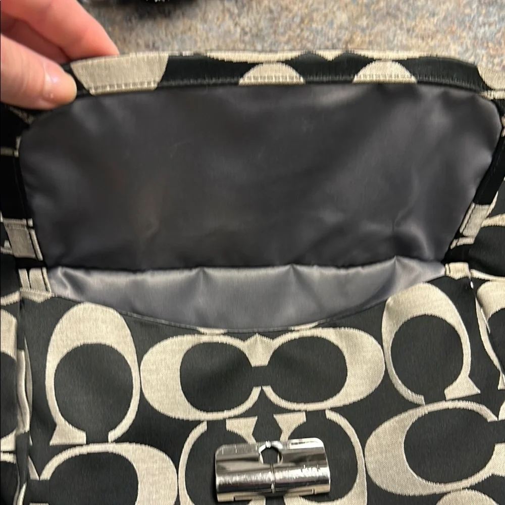 Coach Black and White Signature Shoulder Bag